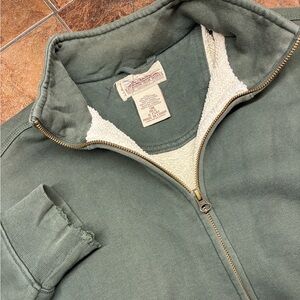 L.L. Bean Katahdin Iron Works Green Fleece Lined Zip Up Sweater